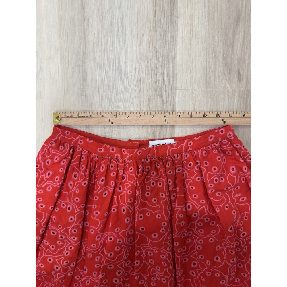 Anthropologie Women’s Marimekko Nilan Retukka Red Eyelet SET Top 36 Skirt 40 - Picture 8 of 13